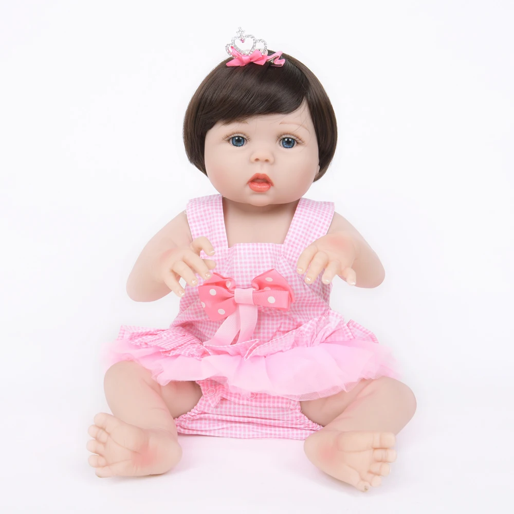 

22 Inch Soft Toy Style Silicone Reborn Baby Doll kids Play House Toy Girl Brinquedos Shower Toys for Sale