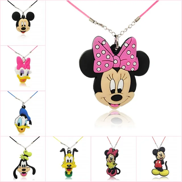 1 pièces Mickey Kawaii dessin animé PVC pendentif à breloque collier Minnie Choker corde chaîne accessoires