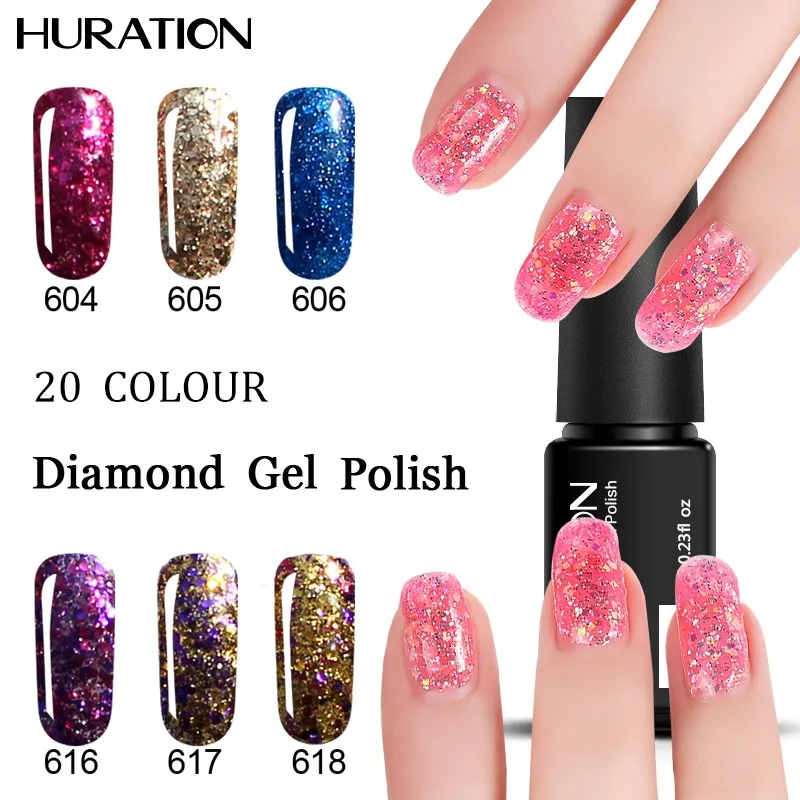 Huration 3D блеск Diamond 7 мл Лаки гель лак для ногтей Светодиодный УФ-лампы Soak Off