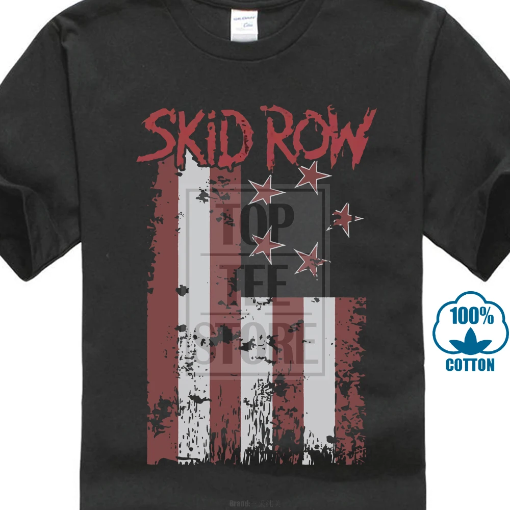 

Skid Row Flagged Licensed Adult T Shirt Short Sleeve Cheap Sale Cotton T Shirt Cool Slim Fit Letter Printed Top Tee