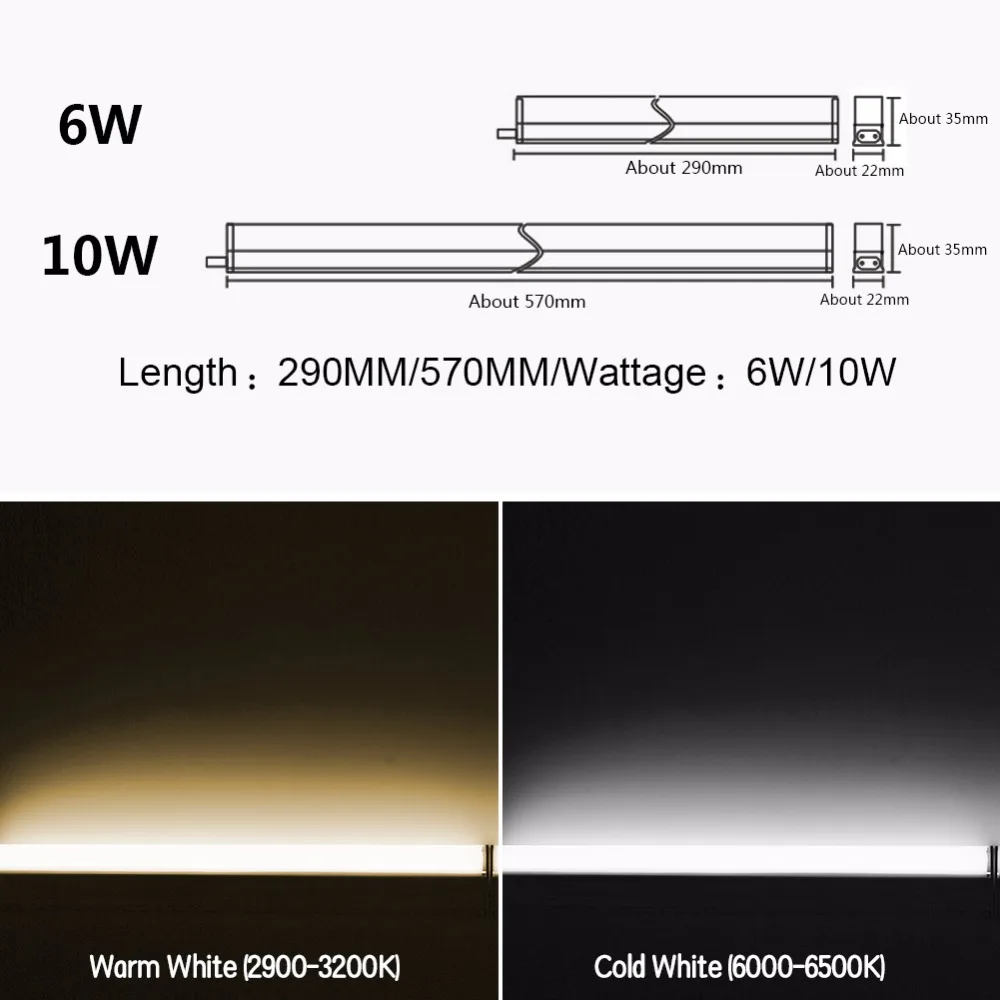 Светодиодный трубки T5 встроенный светильник 1FT 2FT светодиодный люминесцентная лампа настенная лампа 6 Вт 10 Вт Lampara ампулы, холодный и теплый белый 110V 220V лампа светильник