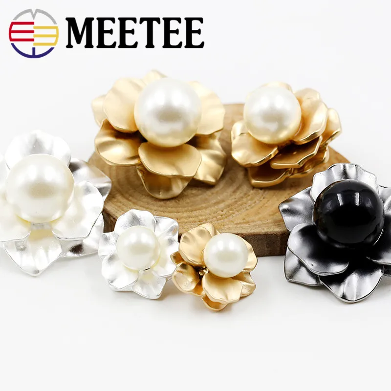 4pcs Mink Fur Coat Buttons Clothes Accessories Flowers Pearl Metal Button Mushroom Bouton Trench Clasp E4-38 | Дом и сад