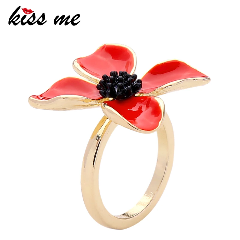 Женские кольца KISS ME корейское модное кольцо из сплава цинка с эмалью и цветком