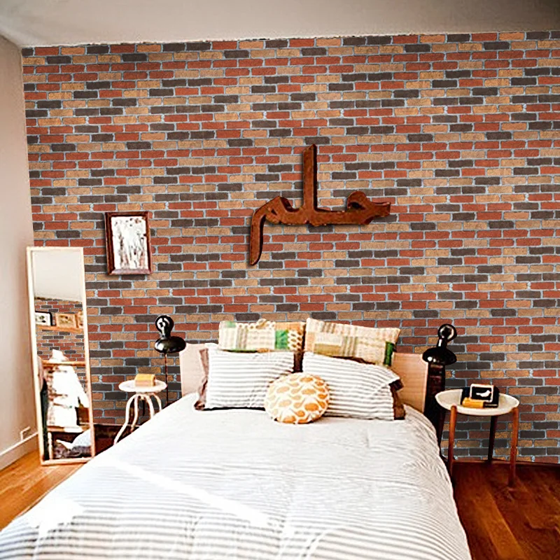 

Newest Europe Imitation Brick Style PVC Adhesive Waterproof Wall Paper Dining-room Background Wall Sticker Parlor Mural SA-1005