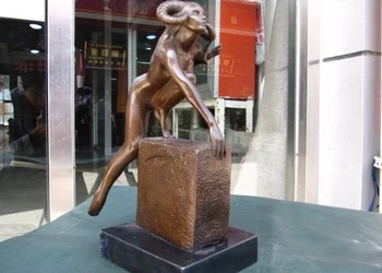

Western Pure Bronze Carved Aries woman Art sculpture base Marble