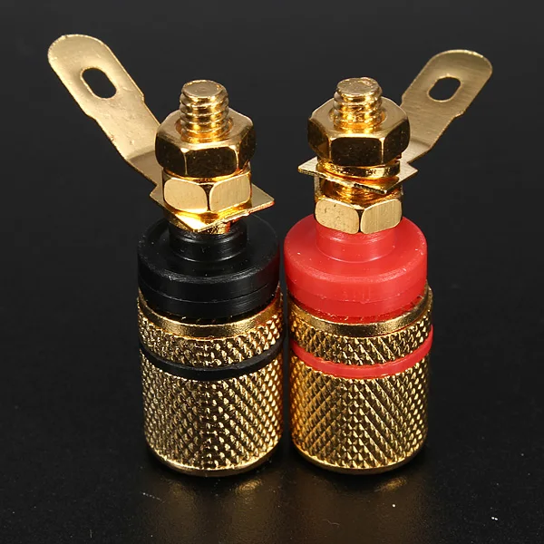 2017 2pcs Gold Plated Amplifier Speaker Terminal Binding Post Banana Plug Socket Connector Suitable for 4mm