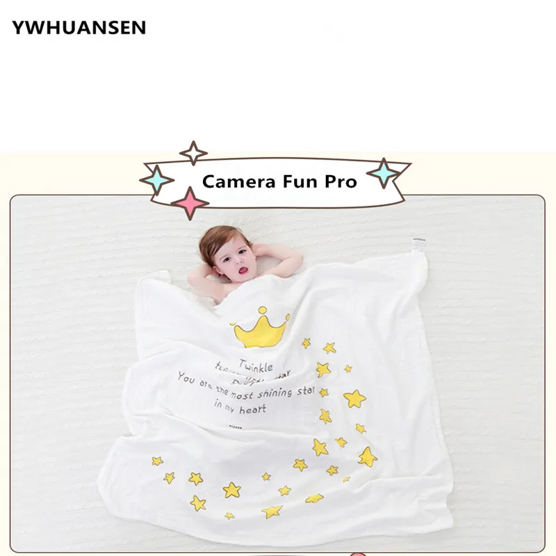 YWHUANSEN, Двухслойное муслиновое одеяло с короной, хлопковые пеленки, детское банное полотенце, покрывало для фото новорожденных, детское постельное белье
