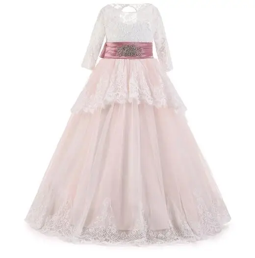 Girl's Formal Dress 2017 Winter Long Sleeve Flower Girls Princess Dresses Kids Lace Party Ball Gowns Children's Wedding Dress Girl's Formal Dress 2017 Winter Long Sleeve Flower Girls Princess Dresses Kids Lace Party Ball Gowns Children's Wedding Dress