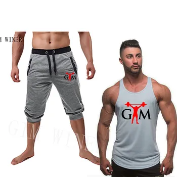 

2019 Fashion casual Hot-Selling New Man's Vest suit+gym Shorts Men Summer Shorts Men Brand New Board Short