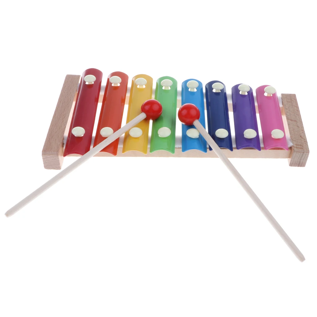 4PCS Montessori Educational Wooden Toy - Music Color & Shape Puzzle Cogniton Learning Xylophone Ring Tower Set #B