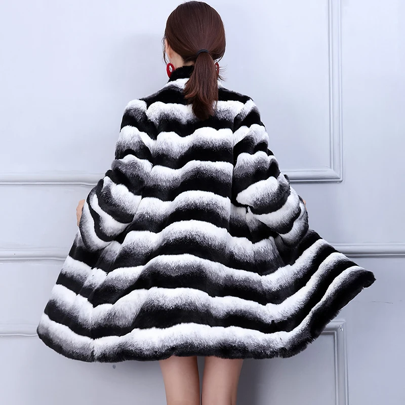 Koop Nerazzurri Winter Chinchilla Bontjas Vrouwen Mode 2019 Runway Luxe Lange Mouwen Thicken Plus Size Faux Fur jas 5xl 6xl