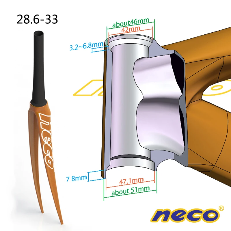 NECO велосипедная гарнитура 42 47 41,8 46,8 46,9 мм 1 1/8 1 1/4 конический подшипник гарнитура для FSA дорожный велосипед MTB горный велосипед