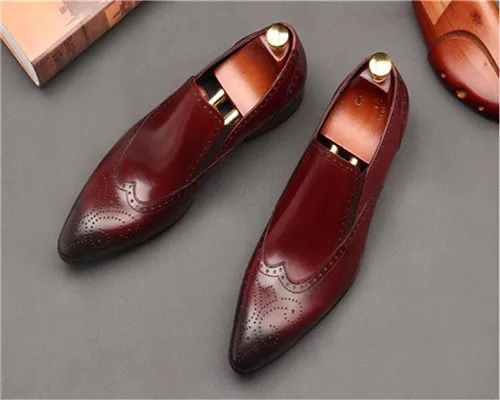 Британский резные туфли с острым носком Модные мужские Баллок для ретро вечеринок Мужская обувь черный тонкий мягкий кожаные туфли мужские - Цвет: as pic