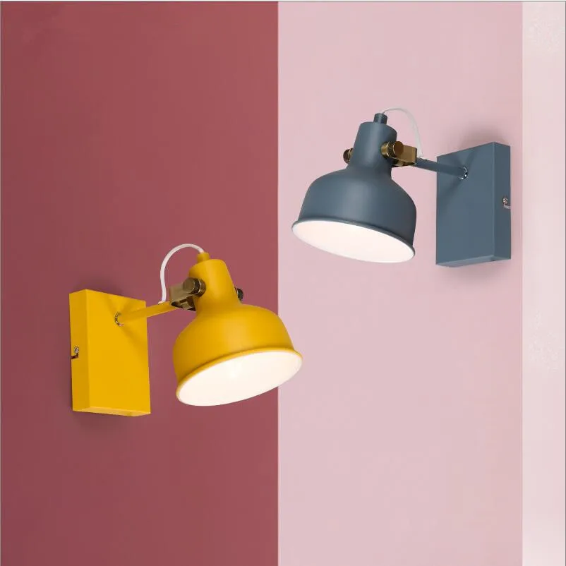 

Nordic Creative design Corridor Walkway bedside metal wall lamp rectangle base canopy adjustable shade wall sconce lighting