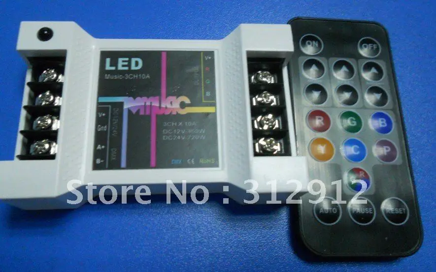 Светодиодный ИК музыкальный контроллер, DC12-24V вход переменного тока, 10A* 3 выходной канал; светодиодный контроллер