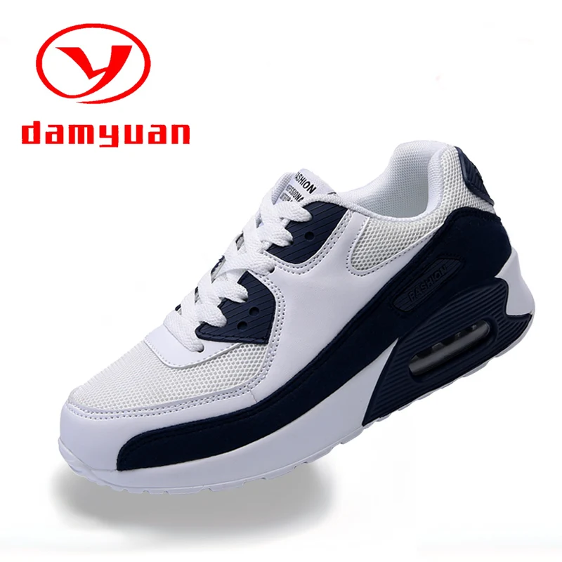 Air Cushion Sports & Casual Shoes Large Size Men's Shoes 46 Lovers Trendy Running Shoes Blue Patchwork Walking Jogging Shoes