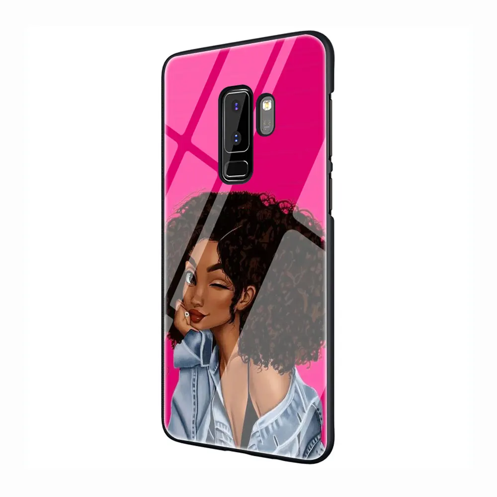 Африканский Красота девушка закаленное Стекло TPU черный чехол для Galaxy S7 Edge S8 S9 плюс S10 Note 8, 9, 10, A10 20 30 40 50 60 70 - Цвет: G9