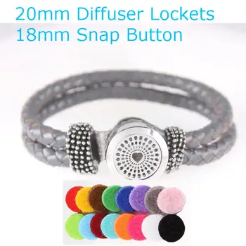 

5pcs/lot Bracelets Leather Essential Oil Diffuser Locket 18mm Snap Button Bracelets for Women Aromatherapy Bracelet&bangle