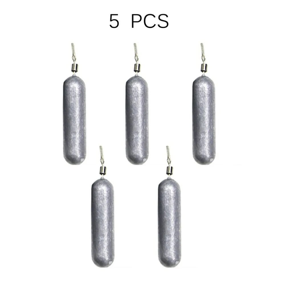 

5Pcs/Set Pour Fishing Lead Sinker Cylindrical Shape Accessories Sinker Fishing Tackle Solid Drop Shot Fishing Tackle 2.5g 5g 7g