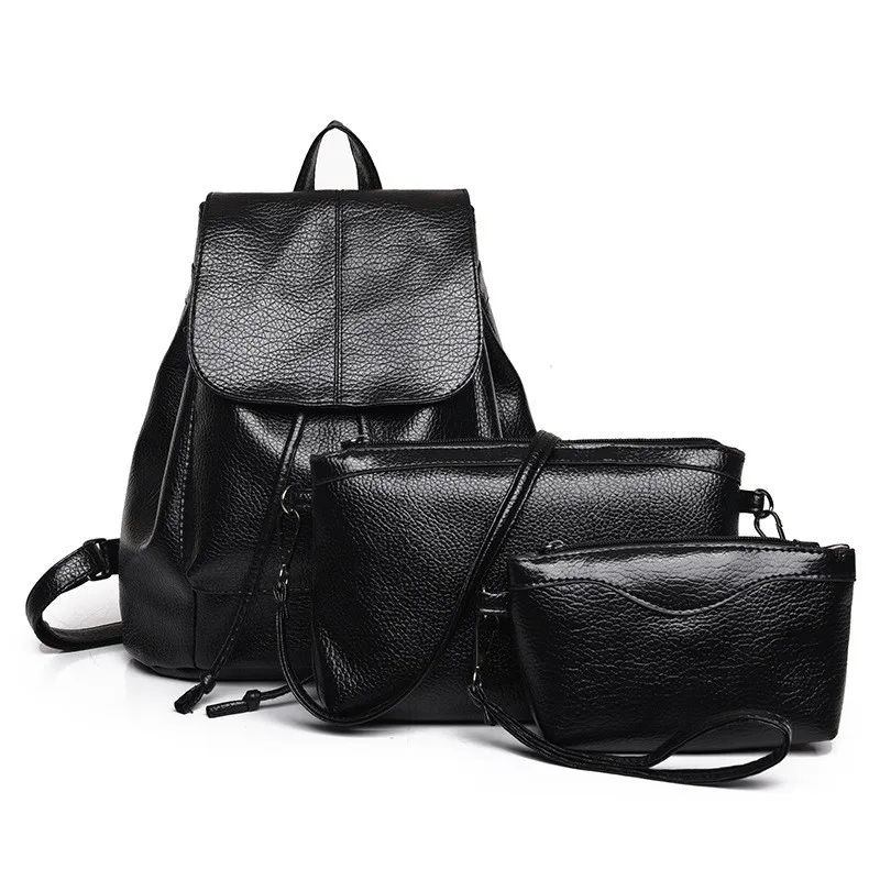 

Women Backpacks Solid Color Three Sets Of Shoulder Schoolbag For Teenage Girl Waterproof Drawstring Bag Mochila Feminina #7515