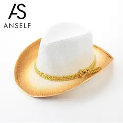 Anself новый летний Шапки для Для женщин контраст Цвет широкими полями Джаз Панама Hat Chapeu feminino Защита от солнца козырек пляж шапка cappello