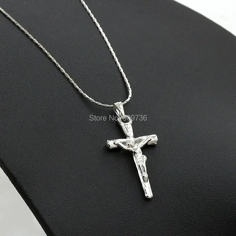 Silver Plated Christ Cross Jesus Crucifix Pendant Clavicle Chain Necklace Jewelry For Men Women Lovers Valentine's Day Gift | Украшения