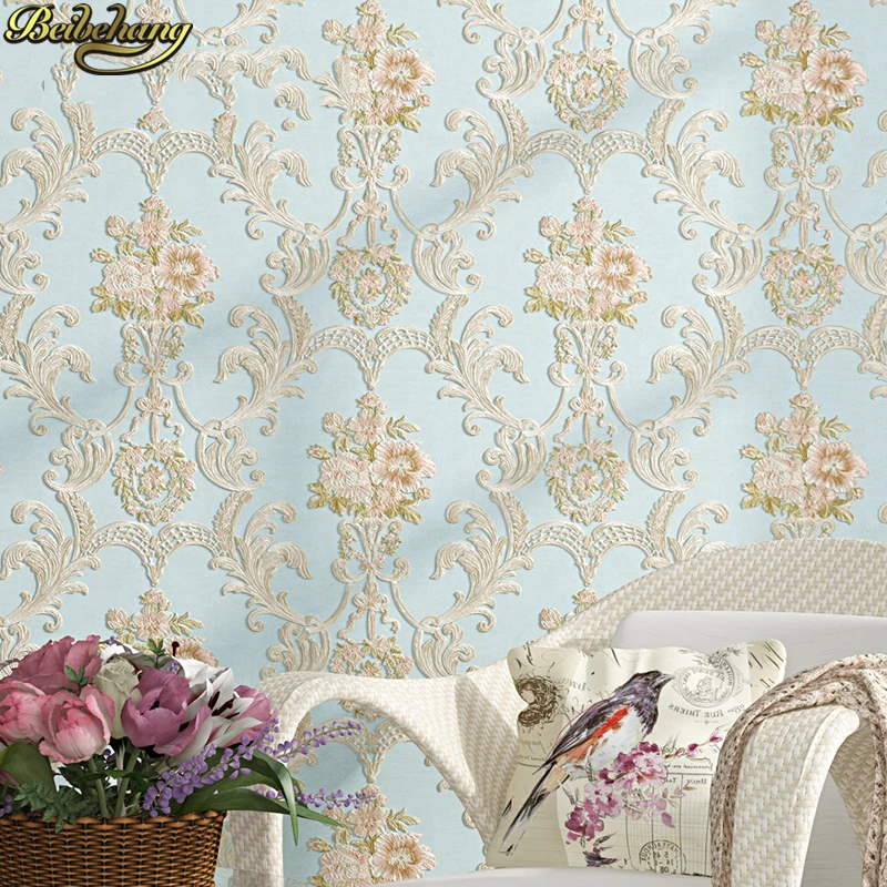 beibehang European Embossed Flower Wallpaper for Wall Bedroom home improvement 3D Simple Art wallpapers for living room ceiling