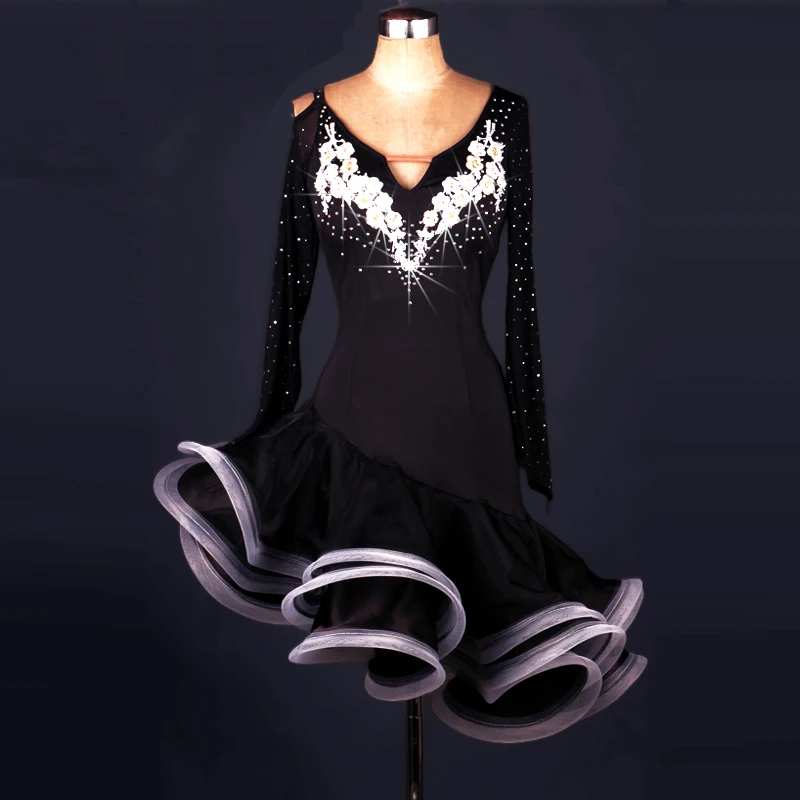 Buy black latin american dance dresses women latin dress modern dance costume