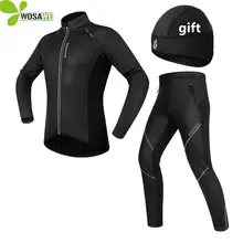 WOSAWE Winter Cycling Jacket Sets Waterproof Windproof Long Sleeve Bike Riding Coat Pants Suits Men Women Bicycle Clothing wosawe windproof cycling jackets men women riding waterproof cycle clothing bike long sleeve jerseys sleeveless vest wind coat