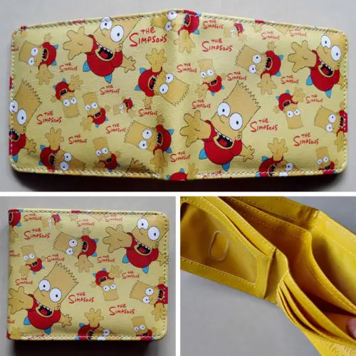 

Anime The Simpsons Bart Simpson Logo wallets Purse Multi-Color 12cm Leather W111
