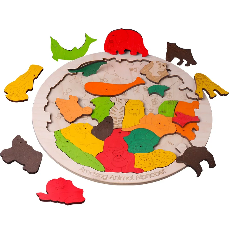 Candywood Супер Большие Животные Пазлы деревянные игрушки 3D головоломки для детей Детские Мультяшные животные Пазлы ранняя развивающая
