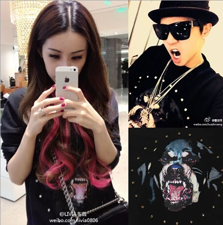 2014 New Fashion Autumn winter Women's and Men's Cotton Loose Patchwork Hoodies Letter Sweatshirt Lace Stitching 3D dog | Женская