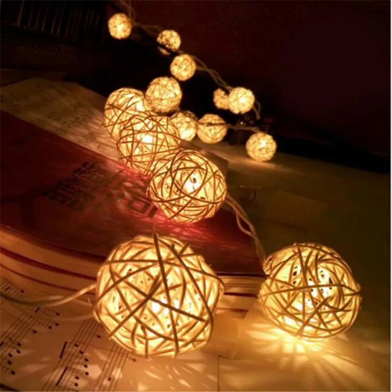 

Neweat 20 LED 4CM Rattan Ball LED String Lighting Holiday Christmas Wedding Party Curtain Decoration Warm White Lights 2016