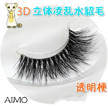 

1 Pair 100% Handmade Real mink fur long False eyelash 3D Transparent Mink Lashes Thick Fake faux eyelashes Makeup beauty Tool