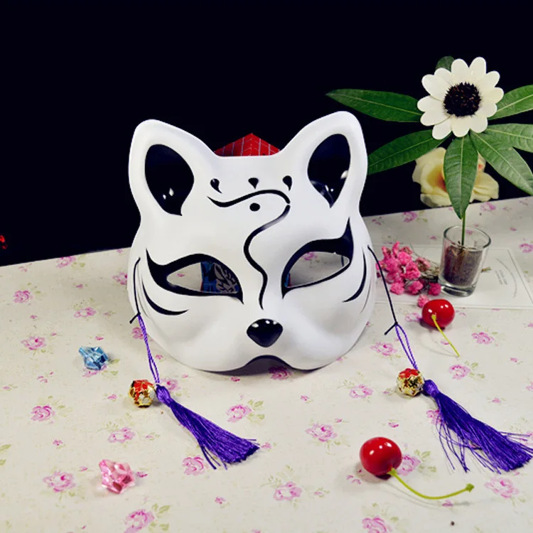 Лиса маска Косплэй короткая футболка с героями из японского аниме «маски на светильник светлячки лес Natsume лиса маска Хэллоуин "Лиса", "Кот", "маски для лица - Color: C