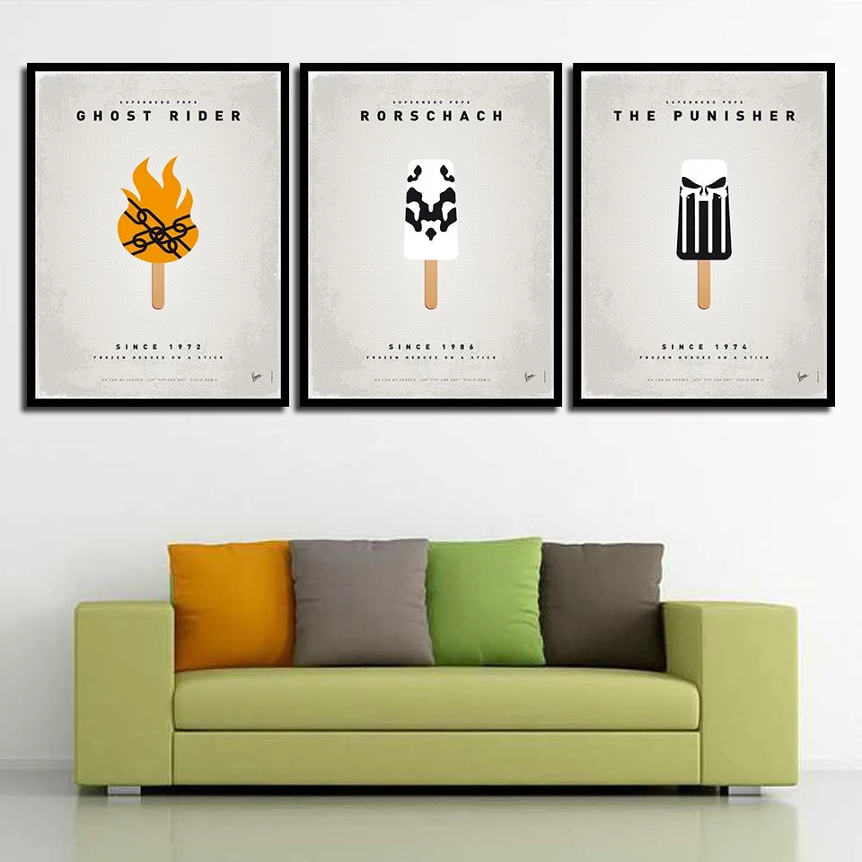

Nordic Style Cartoon Popsicle Poster Modern Impressionism Art Print Wall Picture Ice Lolly Canvas Painting Restaurant Home Decor