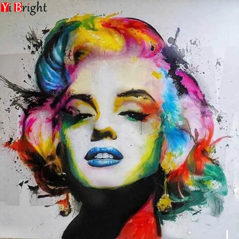 

Full Square Drill 5D DIY Diamond Painting "Rainbow Marilyn" handmade Embroidery Cross Stitch Mosaic Decor kit gift XY1