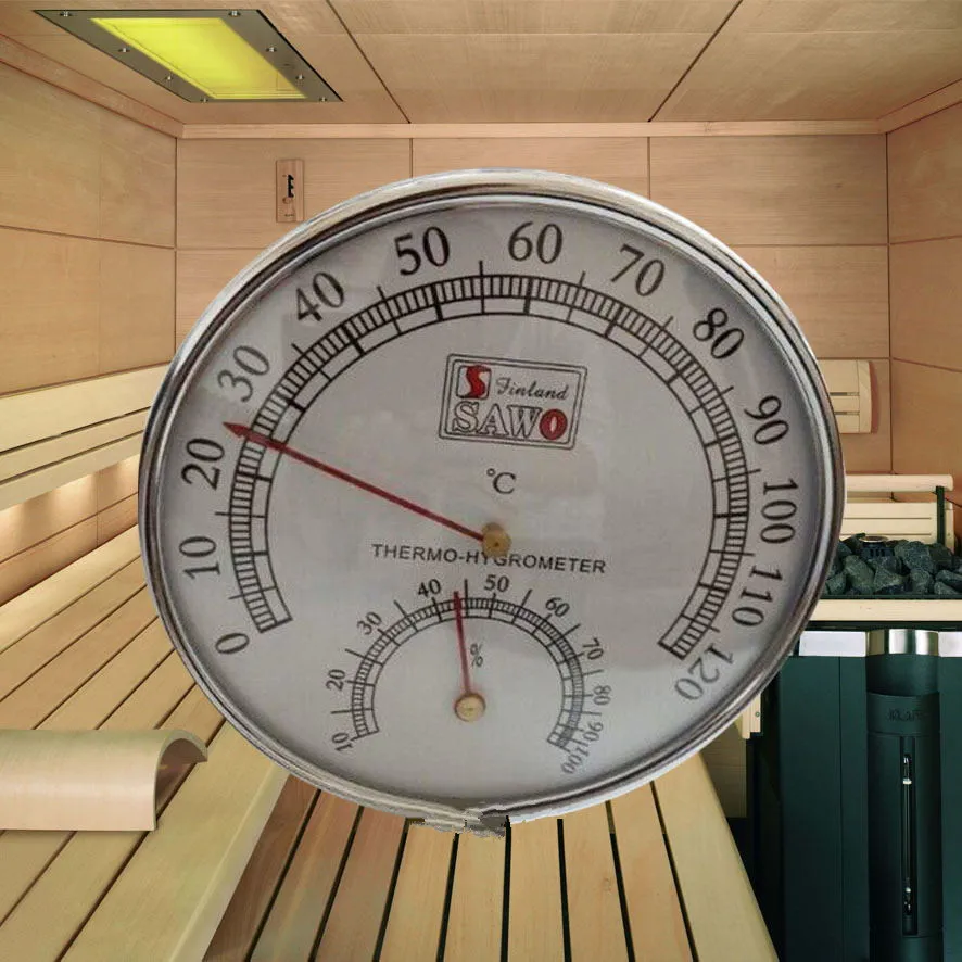 Термометр для сауны нержавеющая сталь случае Паровая сауна комната Термометры гигрометр для ванной и сауны Крытый открытый используется