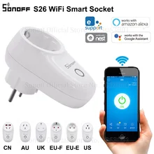 

Sonoff S26 WiFi Smart Socket US/UK/CN/AU/EU Wireless Plug Power Sockets Smart Home Switch Work With Alexa Google Assistant IFTTT