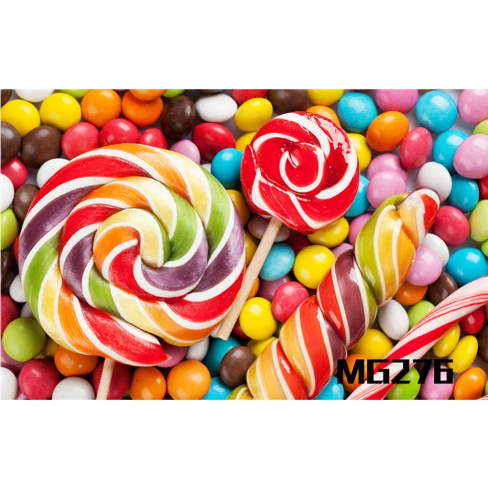 

LB Polyester & Vinyl Christmas Theme Sweet Chocolate Beans Lollipop Photography Photo Background Studio Backdrop For Childen