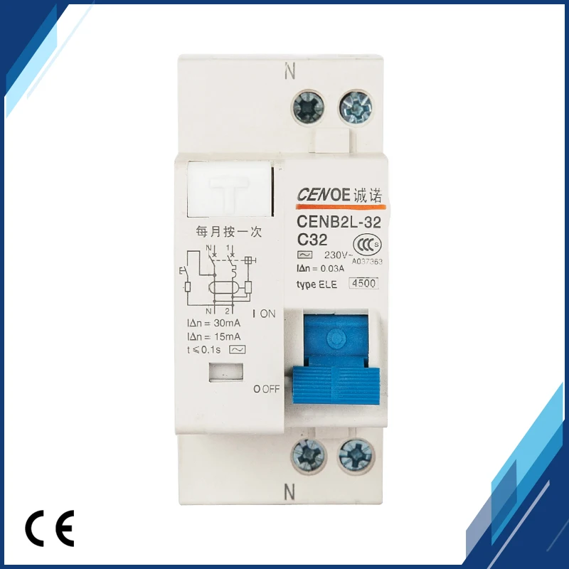 

New Free shipping CE Approval short circuit and Leakage protection DPNL 1P+N 32A 230V~ 50HZ/60HZ earth leakage Circuit breaker