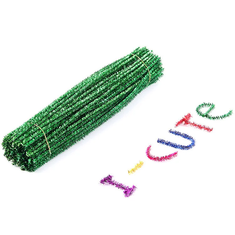 50/100 шт. 30 см блеск стебли синели, очистители труб детские развивающие игрушки Красочные средство для чистки труб игрушки ручная работа, сделай сам, ремесло расходные материалы - Цвет: green