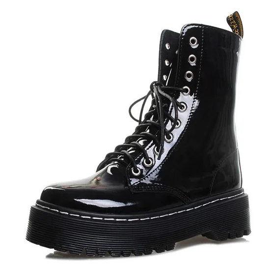 Dr martin boots aggy japanned leather platform medium leg jadon boots ...