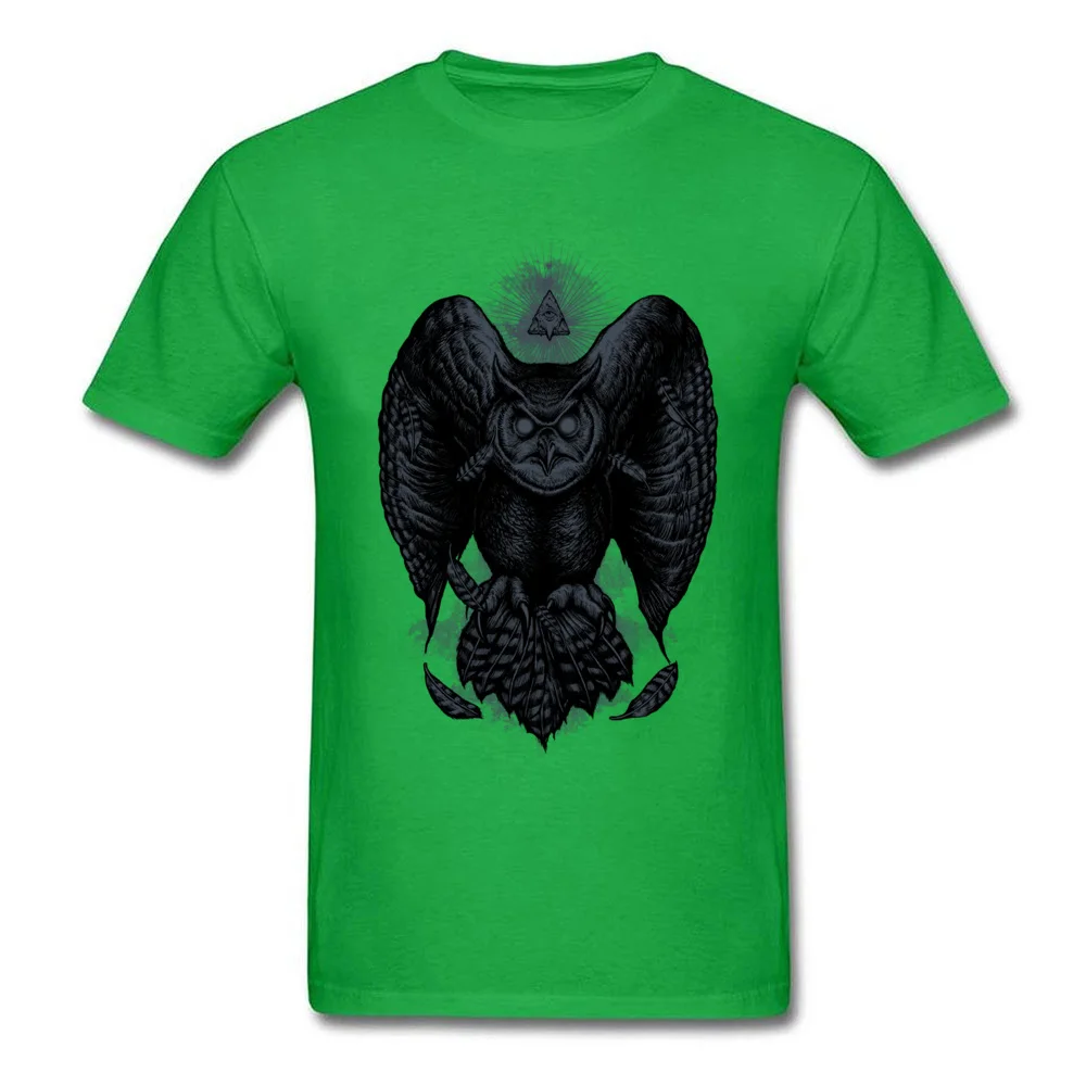 Retro Men Top T-shirts Owl Knight Geek Tops Shirts All Cotton Short Sleeve Printing Top T-shirts Crewneck Top Quality Owl Knight green