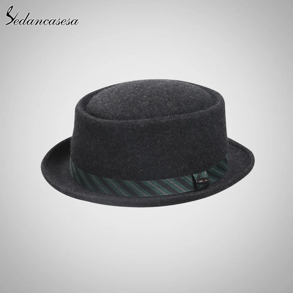 Mix Black Sedancasesa, новинка, мужская фетровая шляпа, классический стиль, для официальных мероприятий, церковная шляпа с австралийской шерстью, фетровые шляпы для мужчин, FM023017 - Цвет: Mix Black