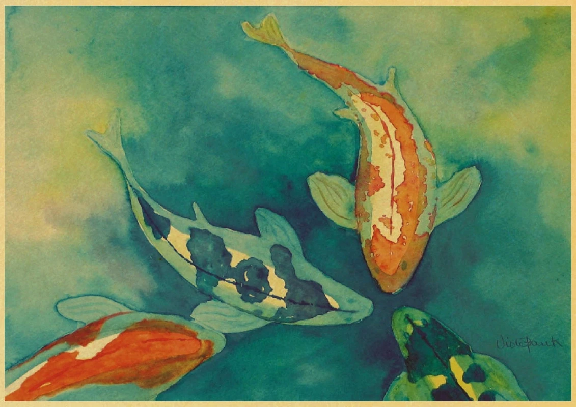 Ikan Besar Rumah Kecil Kraft Kertas Poster Retro Kraft Kertas