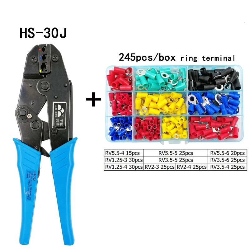 HS-30J/25J/40J 0,25-6 мм2 23-10AWG обжимные плоскогубцы для изолированных клемм и соединителей SN-02C инструменты европейского бренда - Цвет: HS-30J 245H