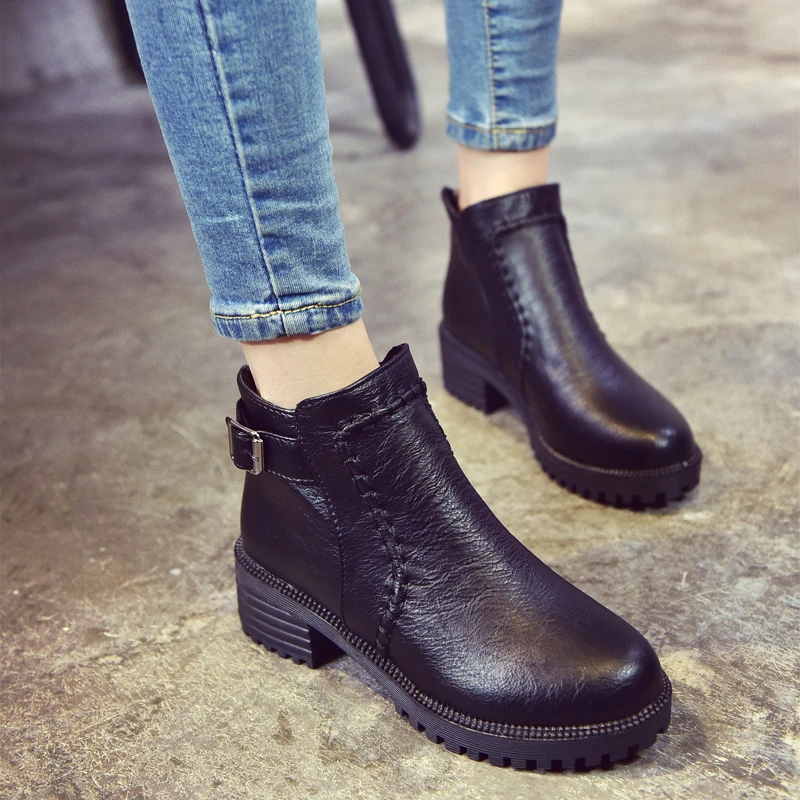 

Promotion Autumn Spring 2018 New Women Boots Riding Boots Ankle Platform Fashion Zipper Thick with Elegant Sexy Shoes Woman