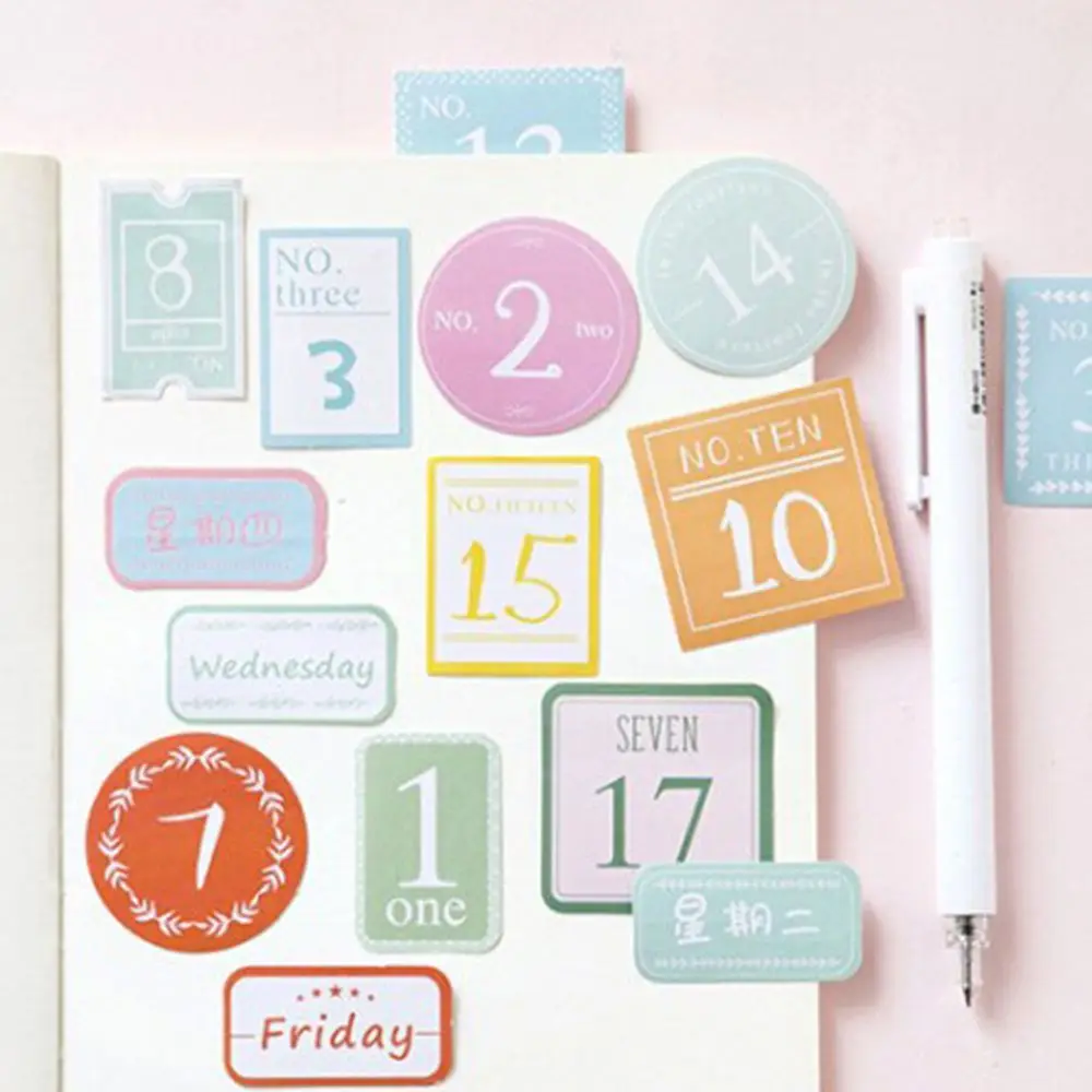 

46Pcs Data Paper Sticker DIY Diary Calendar Scrapbooking Label Stickers Decor japanese stationery School Supplies