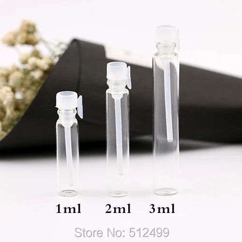 

50/100/300/500pcs 1ml/2ml/3ml empty Mini clear glass Vials Small Sample Test tube perfume bottle Refillable jar travel bottle